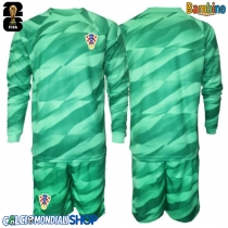 Maglie da calcio Croazia Portiere Seconda Maglia Bambino Mondiali 2026  Manica Lunga + Pantaloni corti)